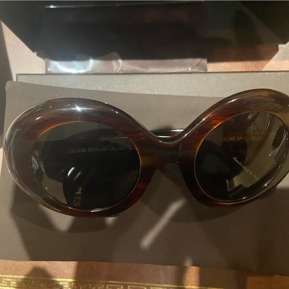 Authentic Oliver Peoples Dejeanne Oversize Sunglasses Red Tortoise Round Frame - Picture 1 of 10